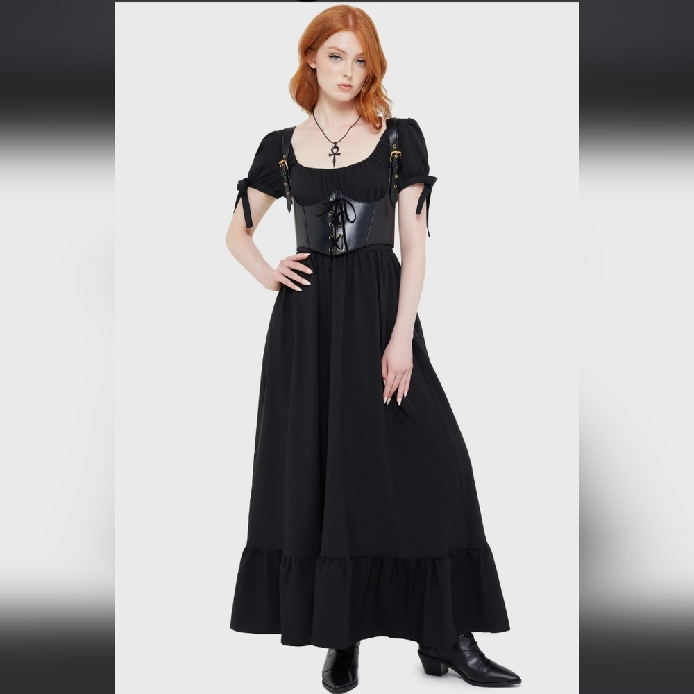 Killstar Black Corset Belt with Gold Accents - Picture 4 of 7
